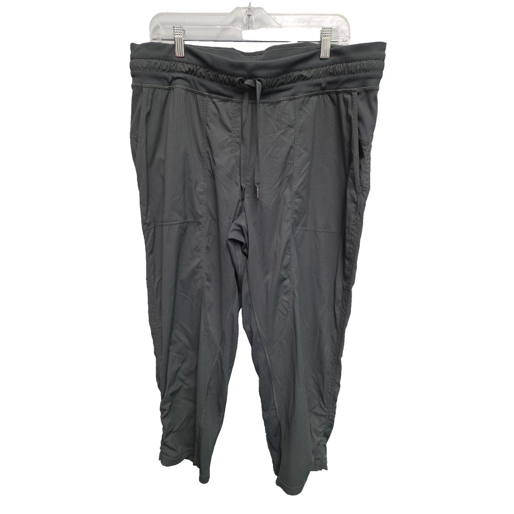 Lululemon Dance Studio Mid Rise Pants Women Sz 14 Olive Green Cinch Bottom Cuffs